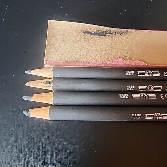 Set 4 EAGLE CHARCO, SUPER REFINED CHARCOAL PENCILS 310 Hb, 2B,4B,6B Sharpener - Picture 3 of 4